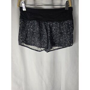 LULULEMON Run Times Short 4” WOMENS SZ 4 Mini Splatter White Black MEDIUM RISE